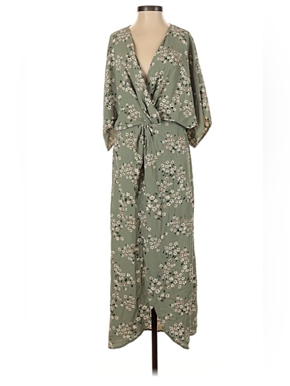 Sage Green Floral Midi Dress